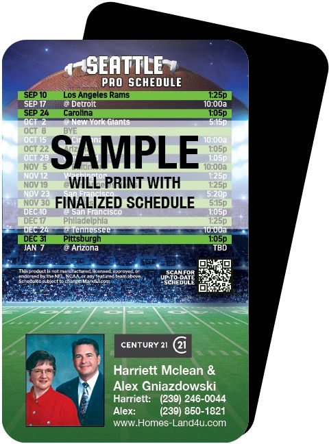 Magnetic Business Card Real Estate Football Schedules  |Realtor Tools